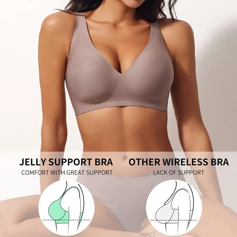 Jelly Wireless Push-Up Bralette – Seamless Deep V Shape Bra(Pack of 3)
