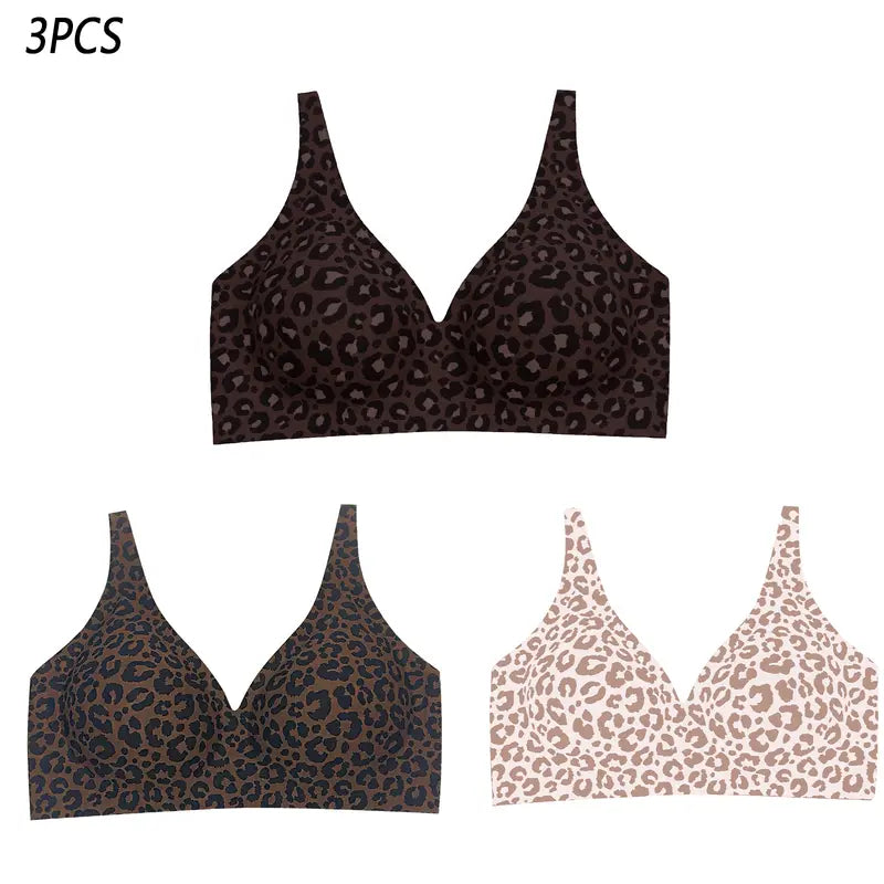 Leopard Jelly Wireless Women Comfortable Wireless Bras(Pack of 3)
