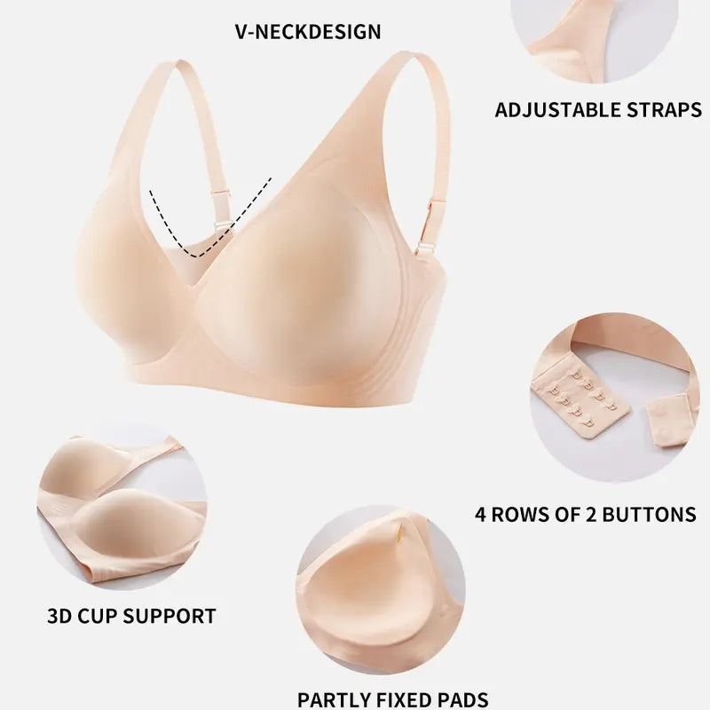 Jelly Wireless Push-Up Bralette – Seamless Deep V Shape Bra(Pack of 3)